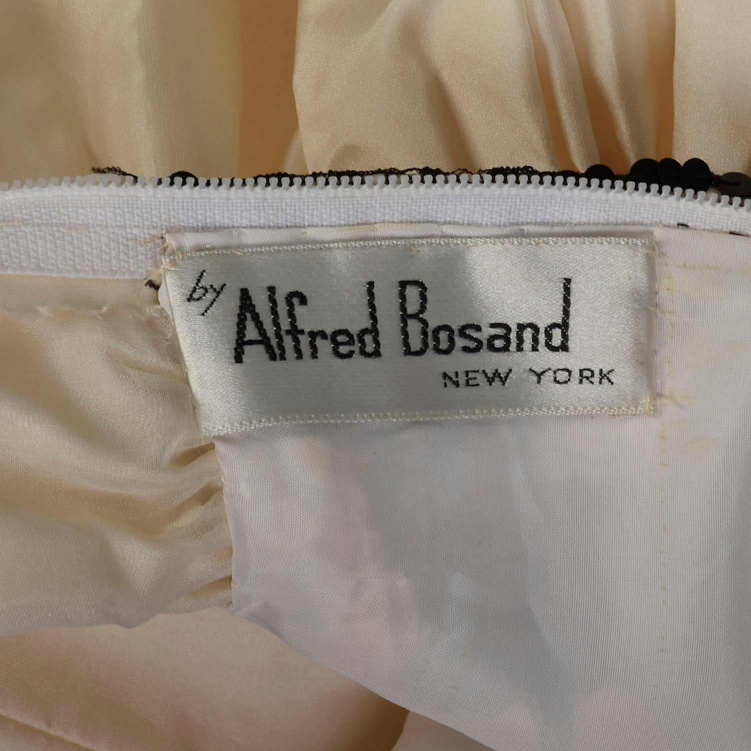 Medium 1980s Alfred Bosand Gown Taffeta Lace Sequin Evening Formal Dress