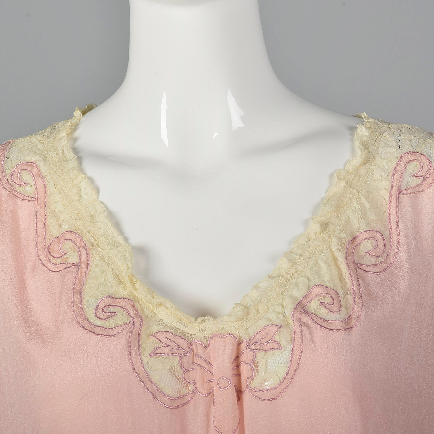 1920s Pink Silk Nightgown with Belt