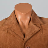 1970s Mens Brown Leather Bohemian Jacket with Fringe Trim