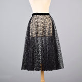 1950s Sheer Black Lace Circle Skirt