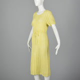 1960s Sheer Yellow Crochet Dress
