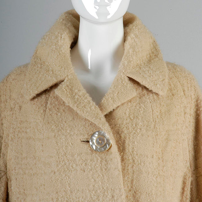 1960s Cream Boucle Tweed Car Coat