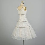 Medium 1950s Black & White Sleeveless Polka Dot Fit & Flare Party Dress