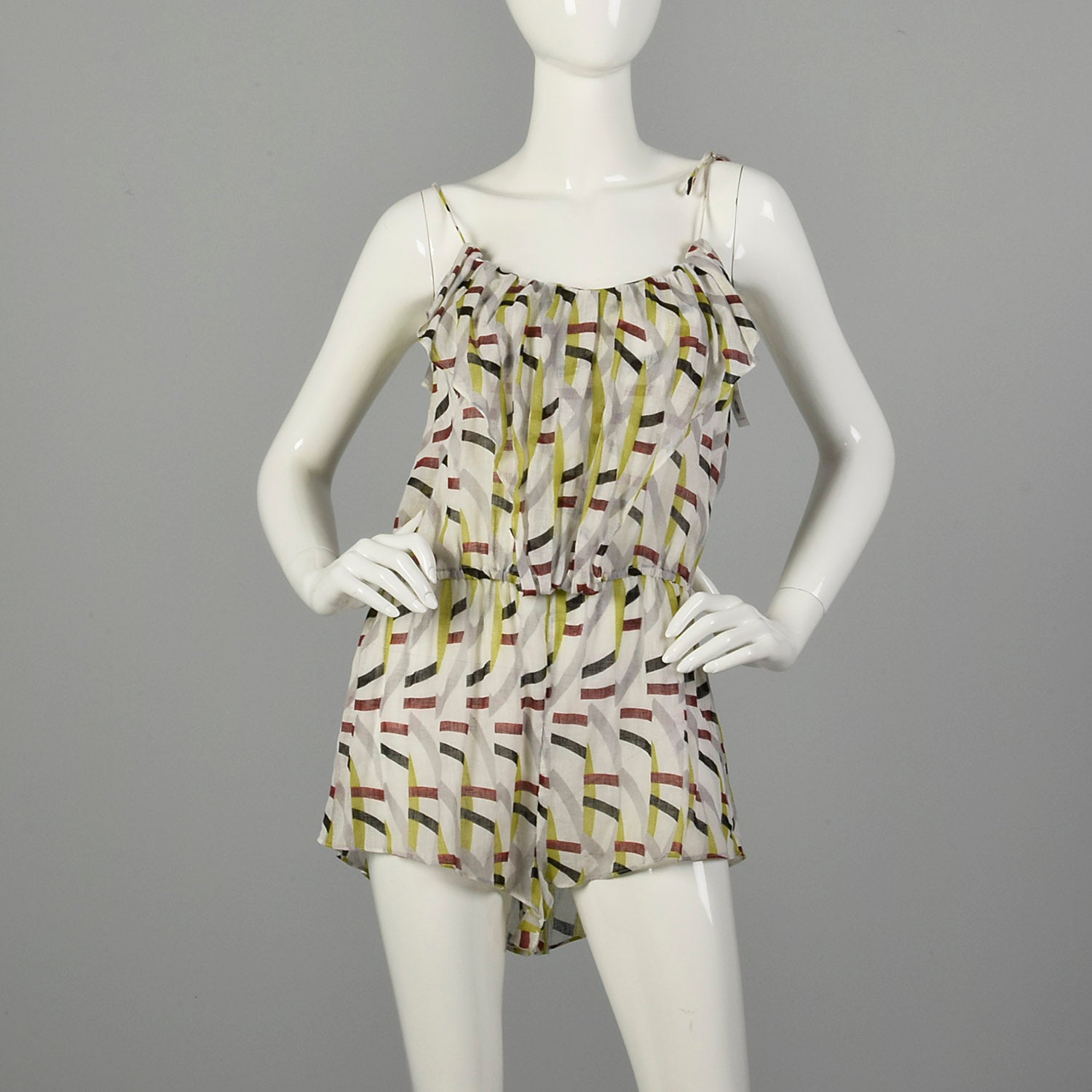 Medium Diane Von Furstenberg Romper Sleeveless Sheer Linen Summer