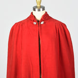 1940s Red Cape with Cocoon Shape