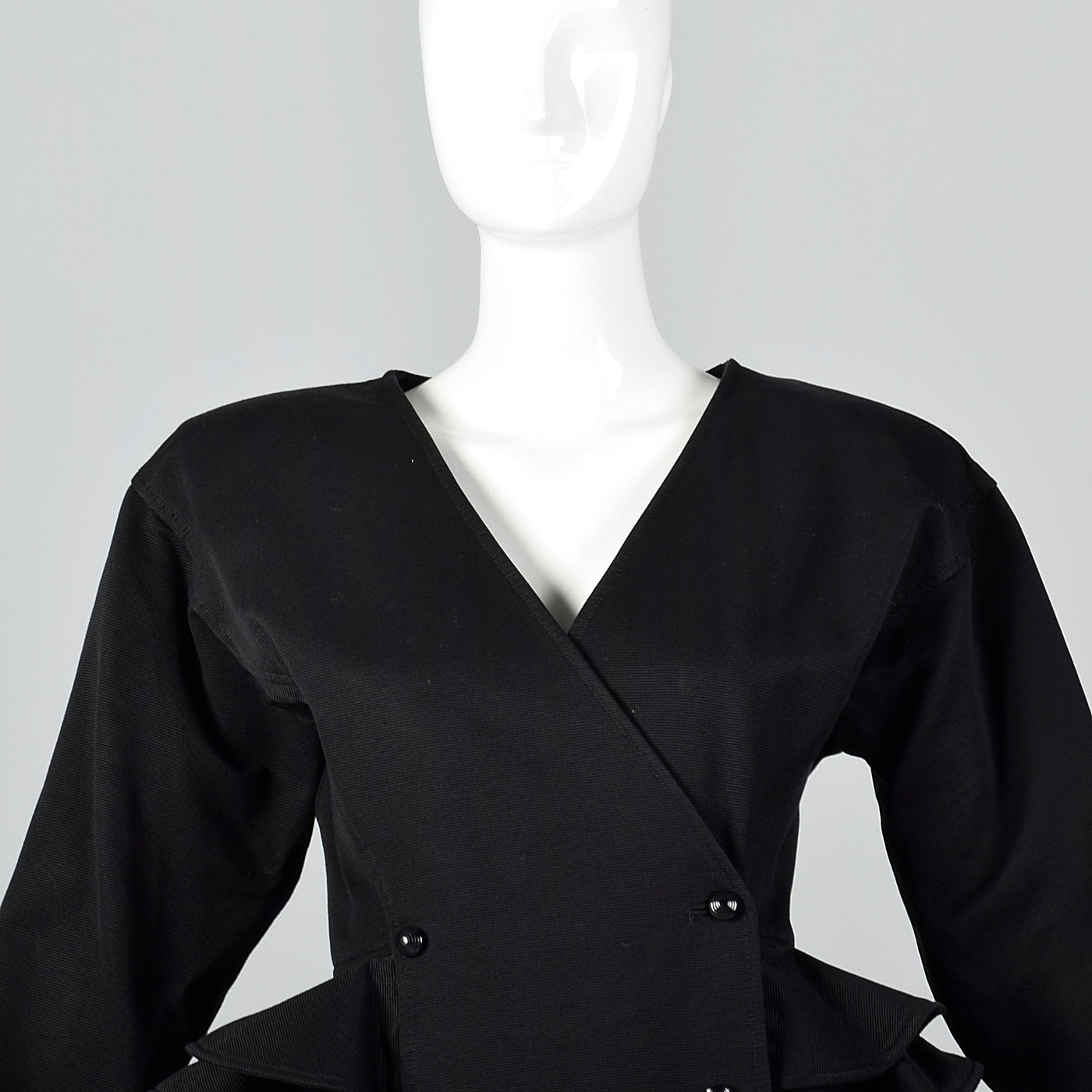 1980s Ungaro Solo Donna Black Peplum Suit