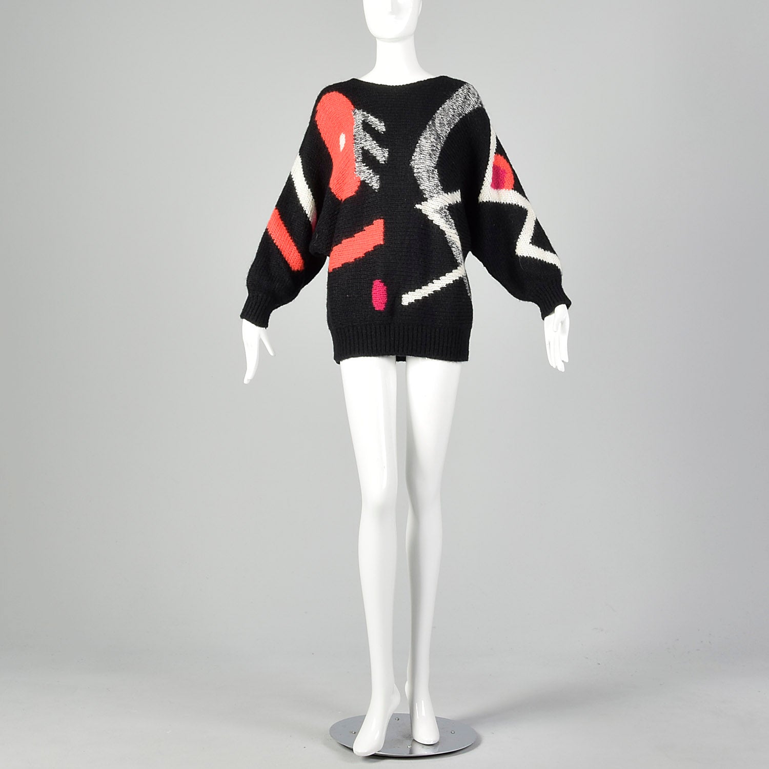 Medium Adolfo 1990s Black Geometric Sweater