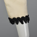 1960s Mollie Parnis White Satin Dress with Black Trim