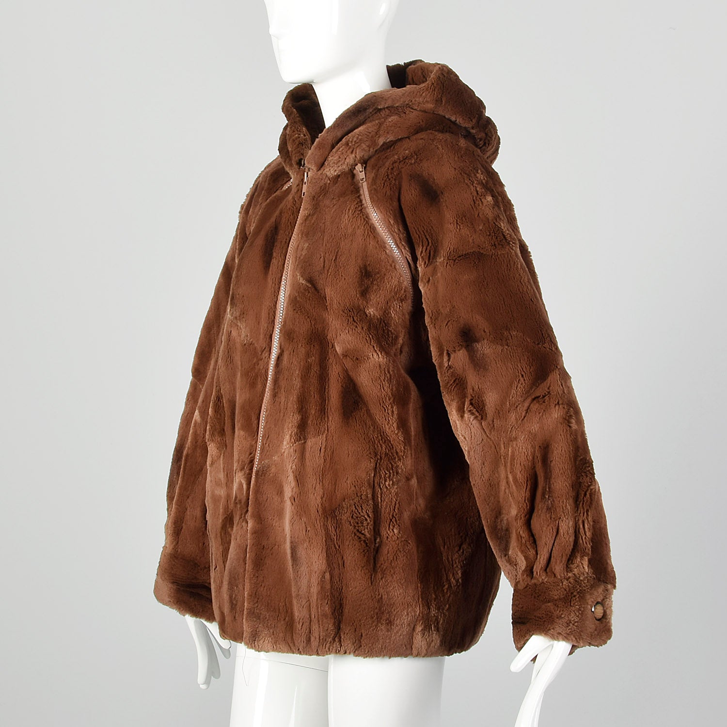 Small-Medium 1990s Nina Ricci Brown Fur Hooded Coat