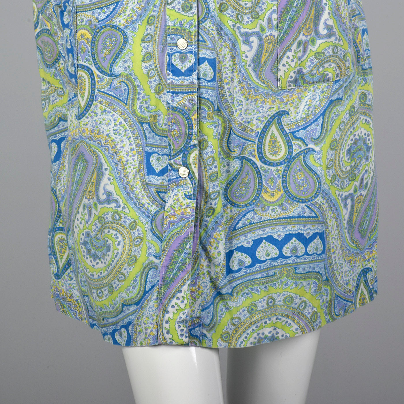 1960s Paisley Print Cotton House Dress
