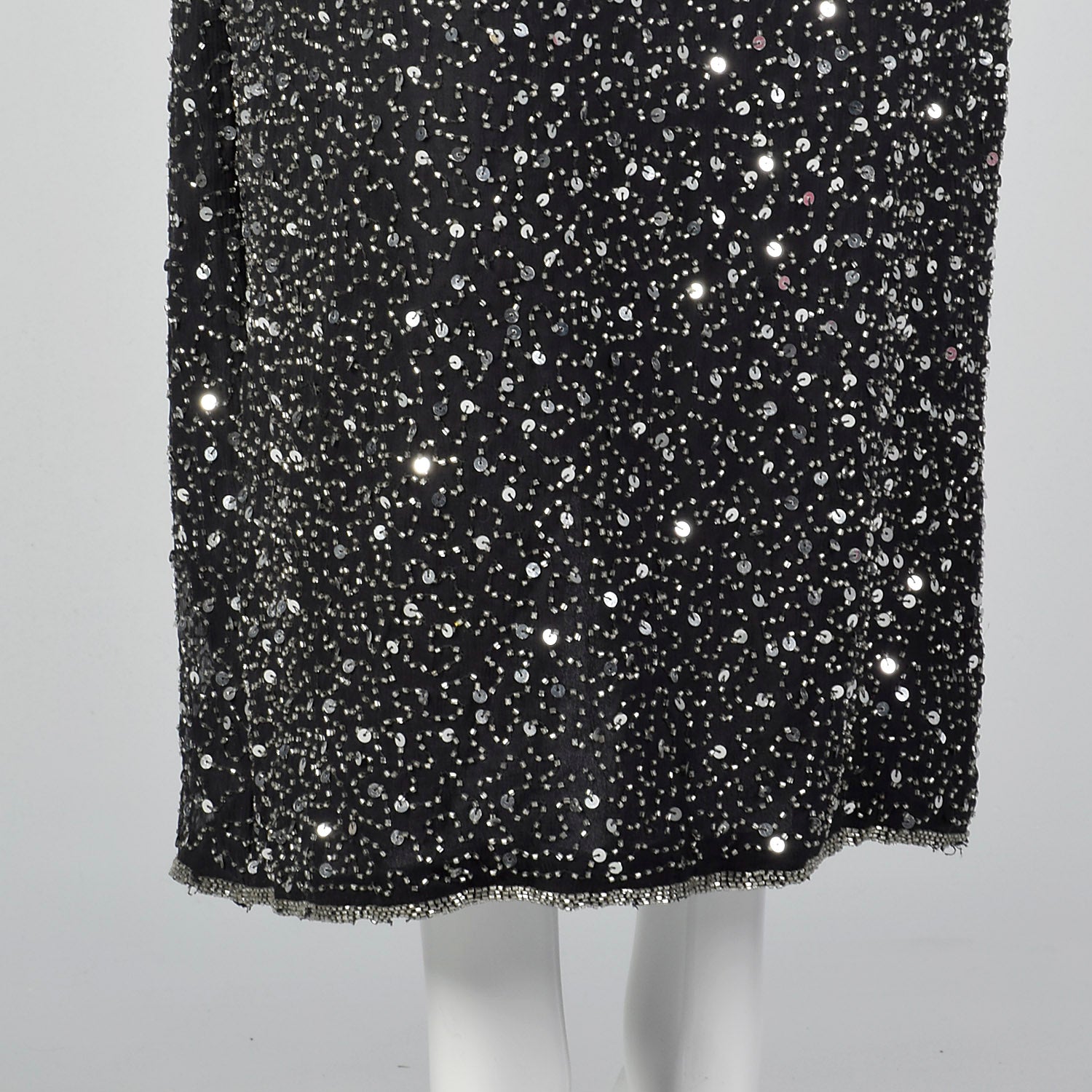 1990s Black Beaded Dress