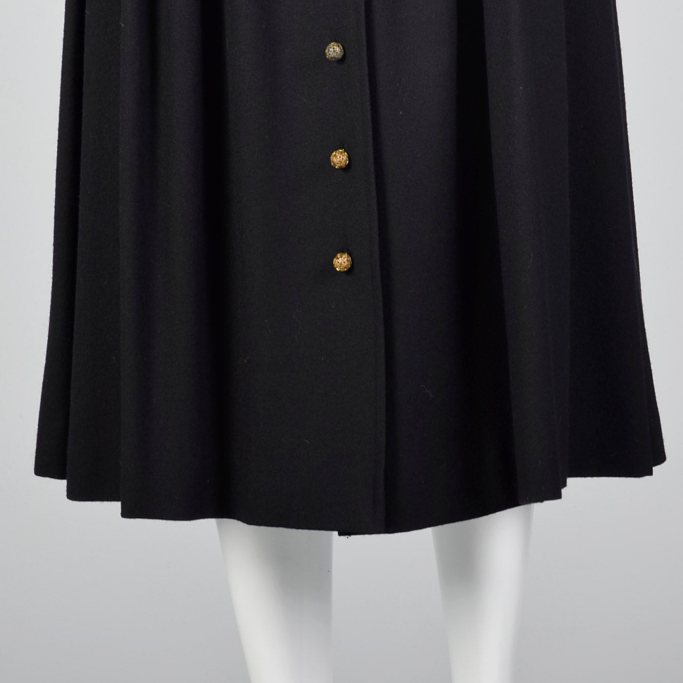 1970s Chloe Timeless  Black Wool Skirt with Gold Buttons, Karl Lagerfeld era