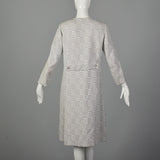 Medium 1960s Gray and White Greek Key Dress Coat