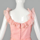 1960s Pink Swiss Dot Dress with Ruffle Trim