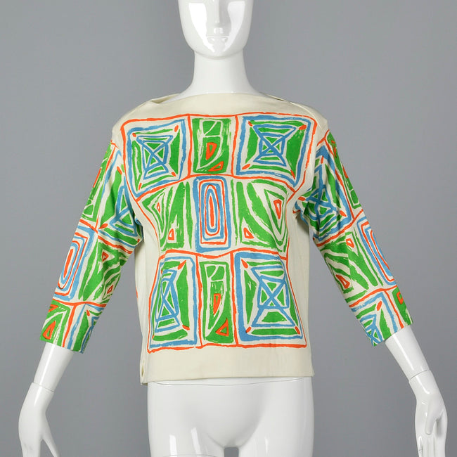 1970s Catalina Printed Boatneck Top