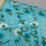 3XL 1950s Day Dress Blue Cotton Summer Novelty Print Volup Short Sleeve Casual