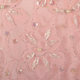 Large 1960s Mod Pink Dress Beaded Lace Long Sleeve Cocktail Party
