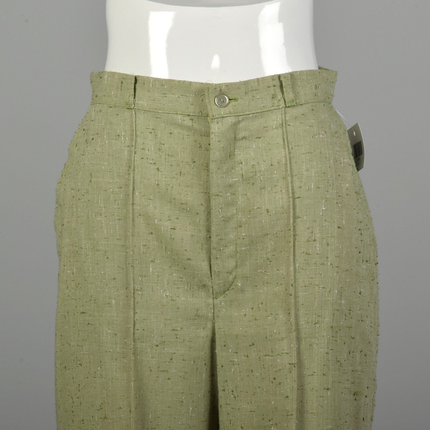 Medium 1970s Pants Green Grasshopper Applique Wide Leg High Waist