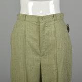 Medium 1970s Pants Green Grasshopper Applique Wide Leg High Waist