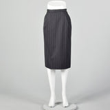 XXS Gucci 1970s Grey Pinstriped Pencil Skirt