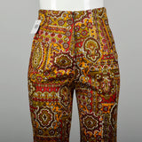 Small 1970s High Rise Pants Psychedelic Bohemian Bell Bottoms