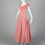 1940s Pink Taffeta Pleated Dress