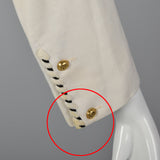 Chanel White Linen Jacket with Gold Logo Buttons and Black & White Trim