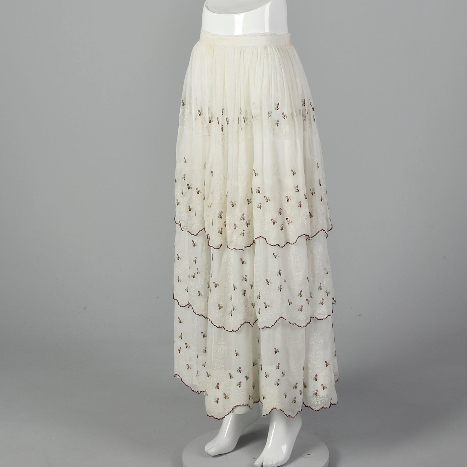 Large 1860s Tiered Embroidered Skirt