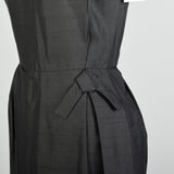 XS 1950s Sleeveless Black Silk LBD Cocktail Dress