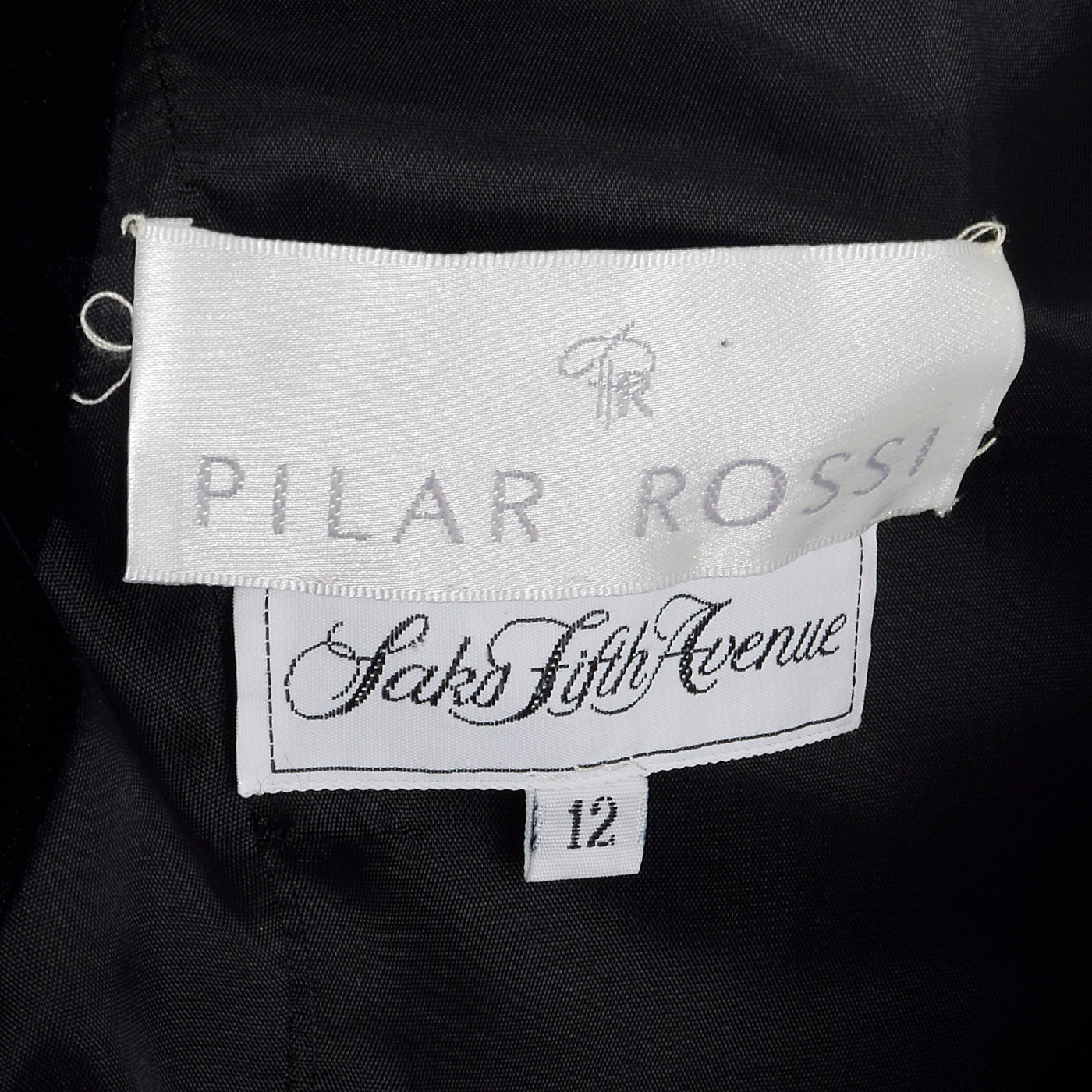 Pilar Rossi Unique Black Velvet Gown with Dramatic Blue Taffeta Peplum