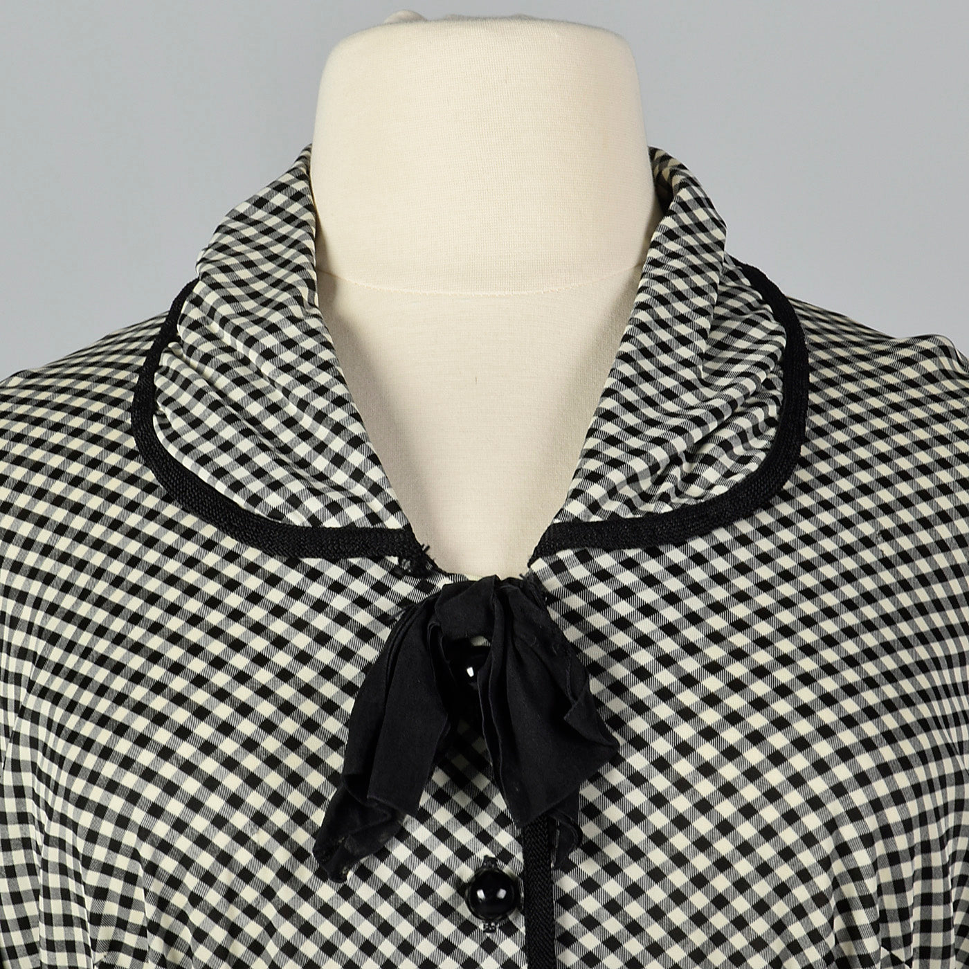 1950s Black and White Gingham Dress
