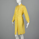 1970s Yellow Day Dress with Belted Waist