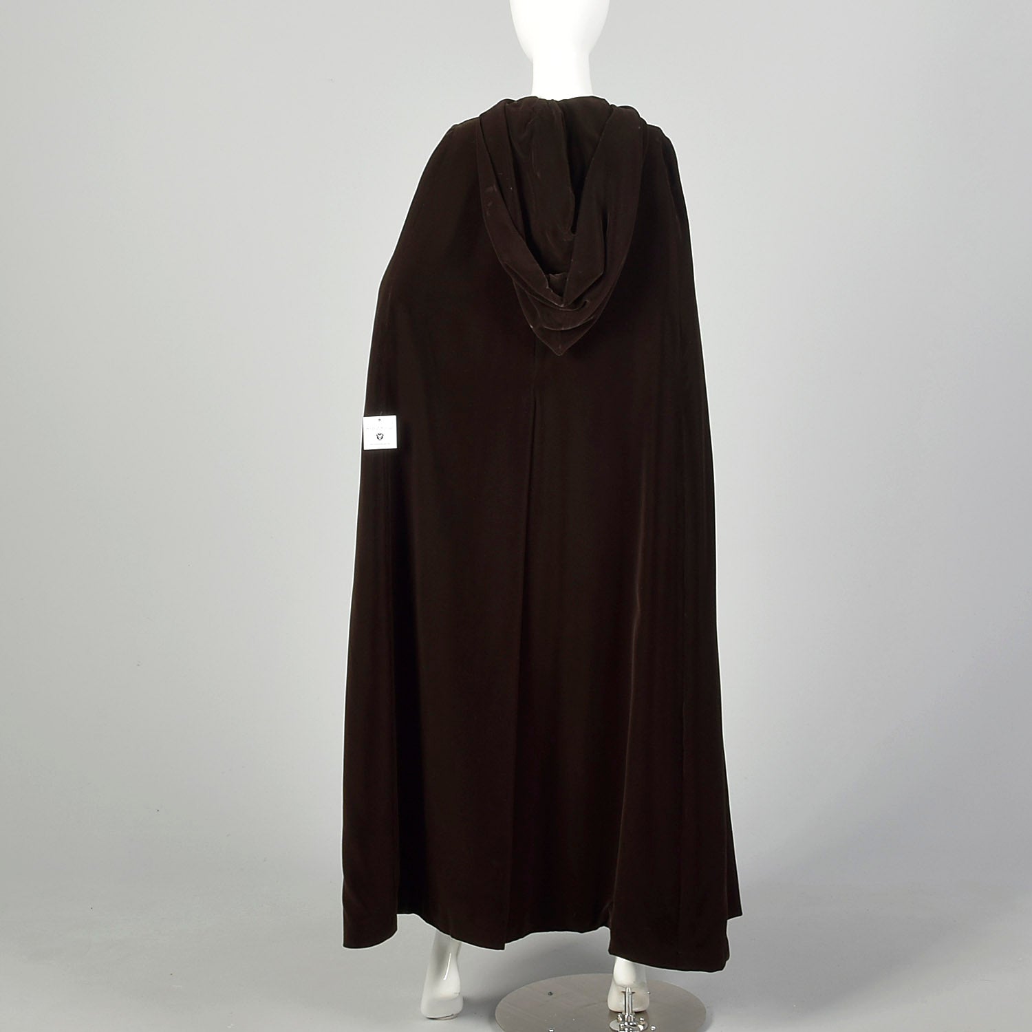Medium 1970s Cape Brown Velvet Hooded Cloak Winter Autumn