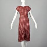 XXS-XS 1930s Red & White Polka Dot Dress