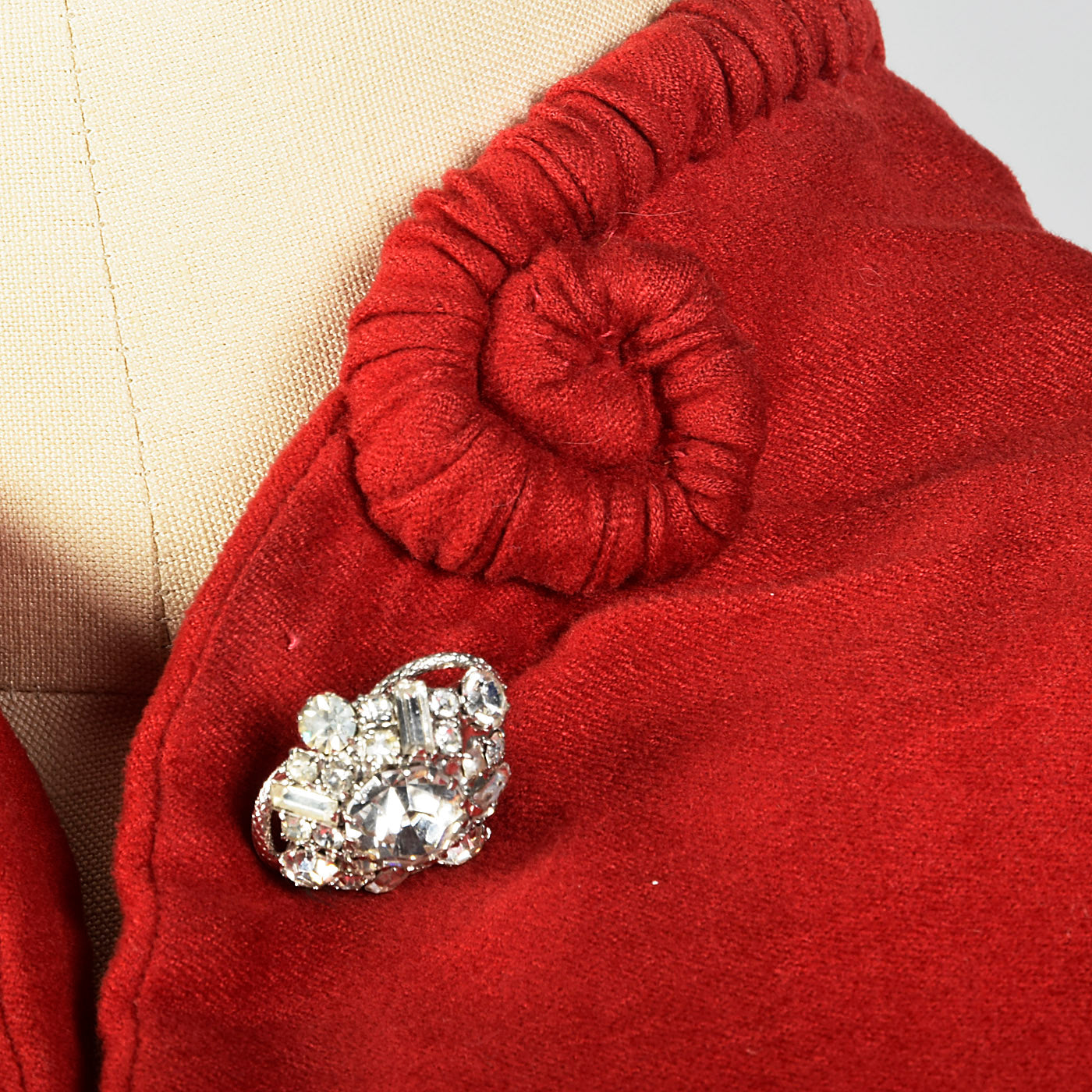 1940s Red Cape with Cocoon Shape