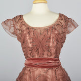 Ethereal 1950s Blush Tulle Evening Gown with Sequin Details