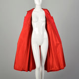 Small 1960s Red Satin Empire Waist Coat Bracelet Sleeve Formal Holiday Outerwear