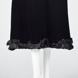 1970s Yves Saint Laurent Rive Gauche Black Velvet Dress with Ruffle Trim