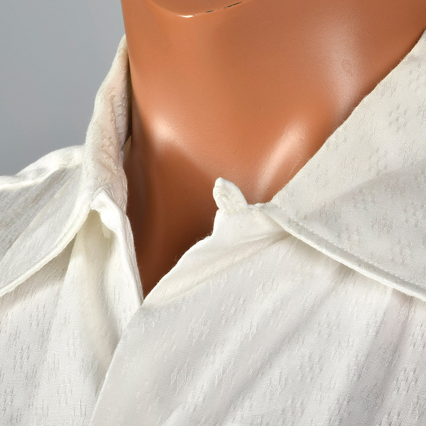 1950s Deadstock White Cotton Shirt with Loop Collar