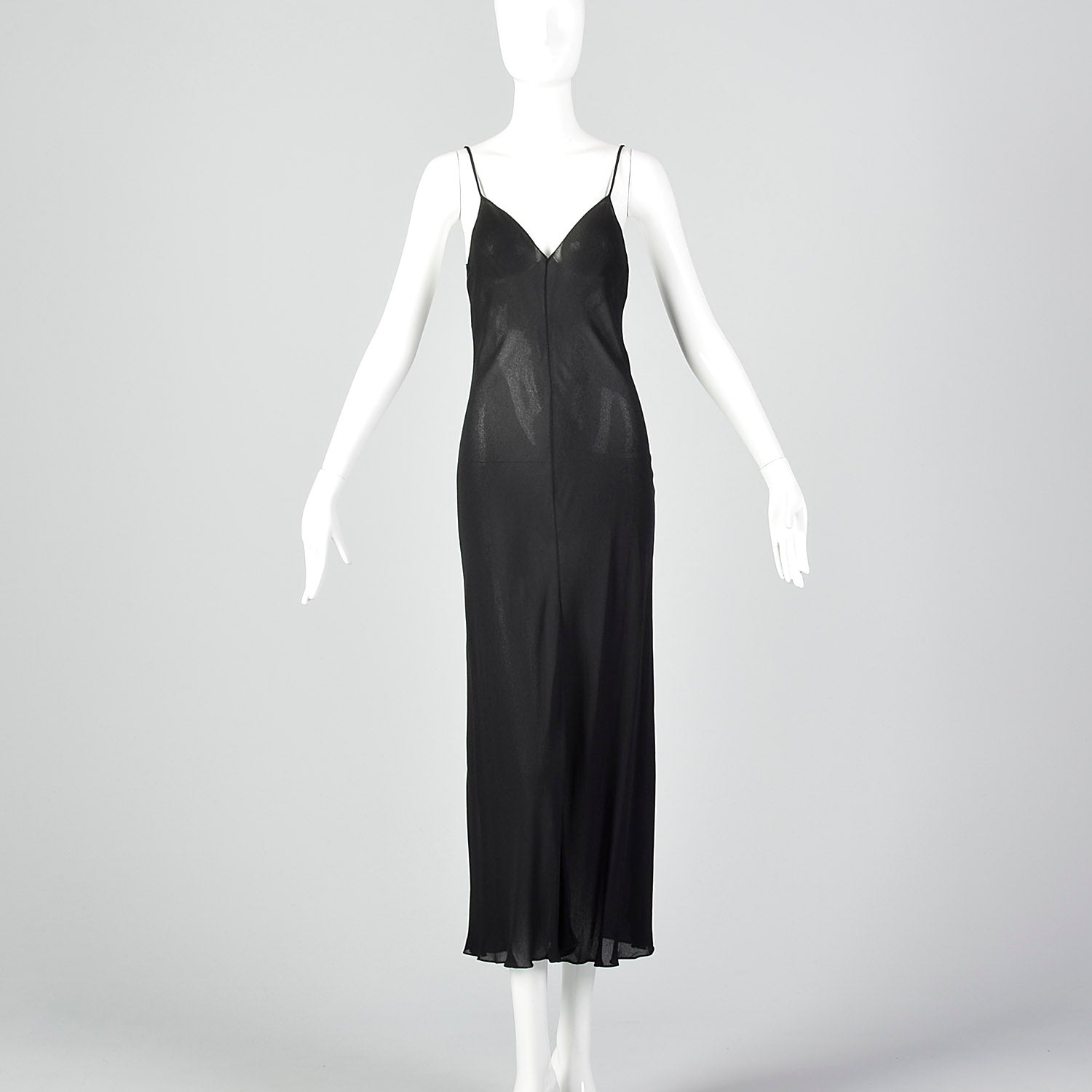 S/M Donna Karan Late 1980s Sheer Bias Cut Dress