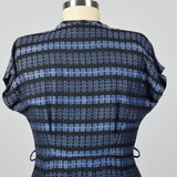 1950s Blue Stripe Dress with Floral Corsage