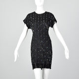 1990s Black Beaded Cocktail Dress