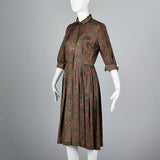 1950s Paisley Print Shirtwaist Dress