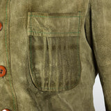 1970s Mens Green Split Hide Safari Suit