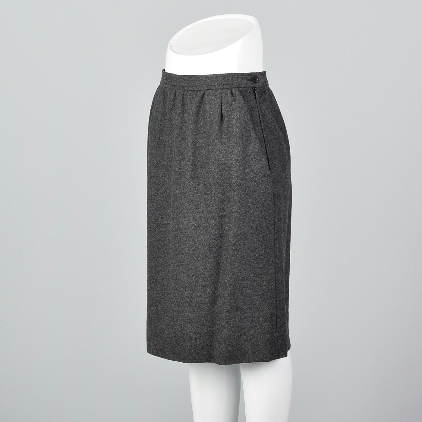 1970s Yves Saint Laurent Rive Gauche Gray Pencil Skirt with Pockets