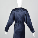 1930s Glamorous Navy Silk Dress