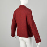 Medium 2010s Red Blazer Moschino Cheap & Chic Wool Tweed Yarn Flower Corsage Applique Jacket