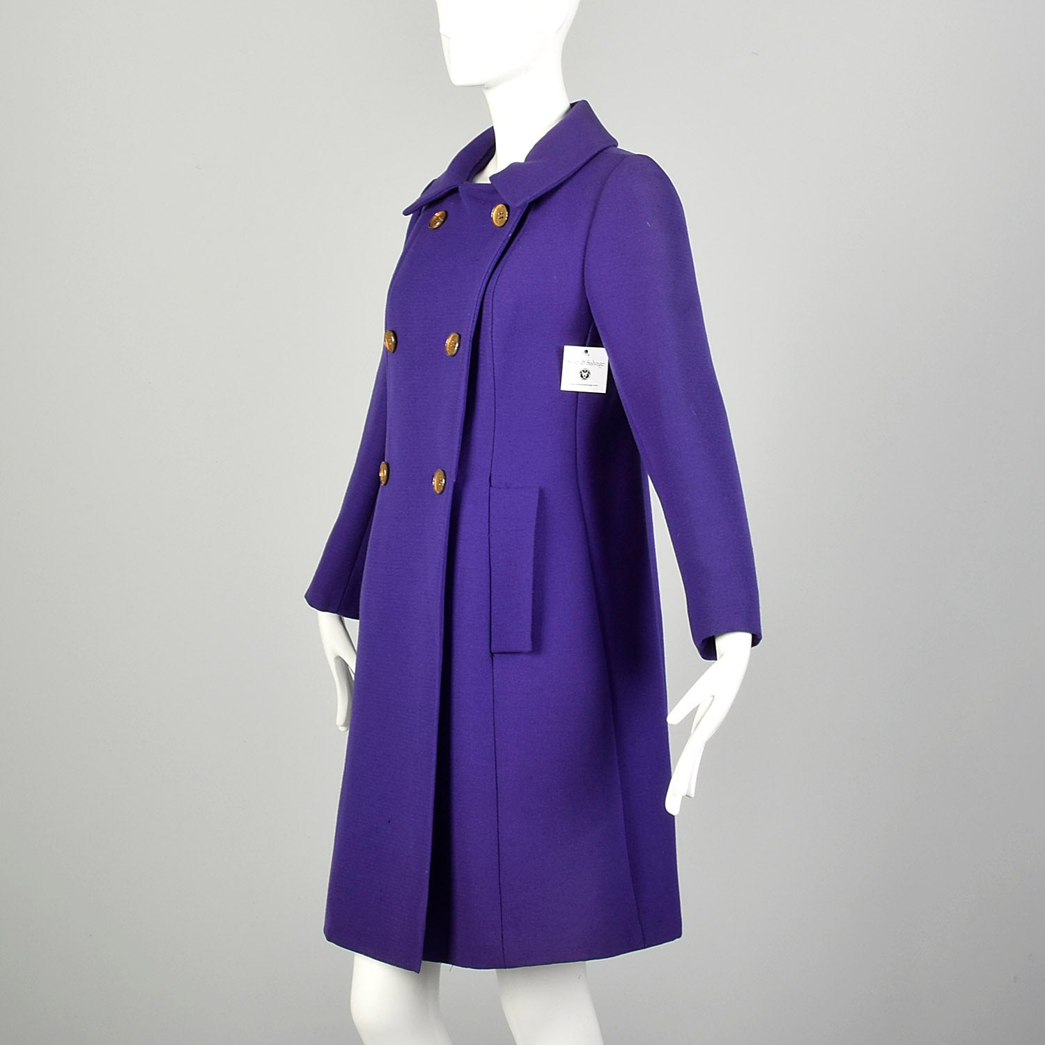 Small 1960s Coat Purple Mod Winter Outerwear Double Breasted