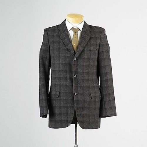 1950s Mens Gray Windowpane Jacket