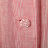 XXL 1950s Day Dress Pink Striped Lightweight Embroidered Belted Summer Short Sleeve